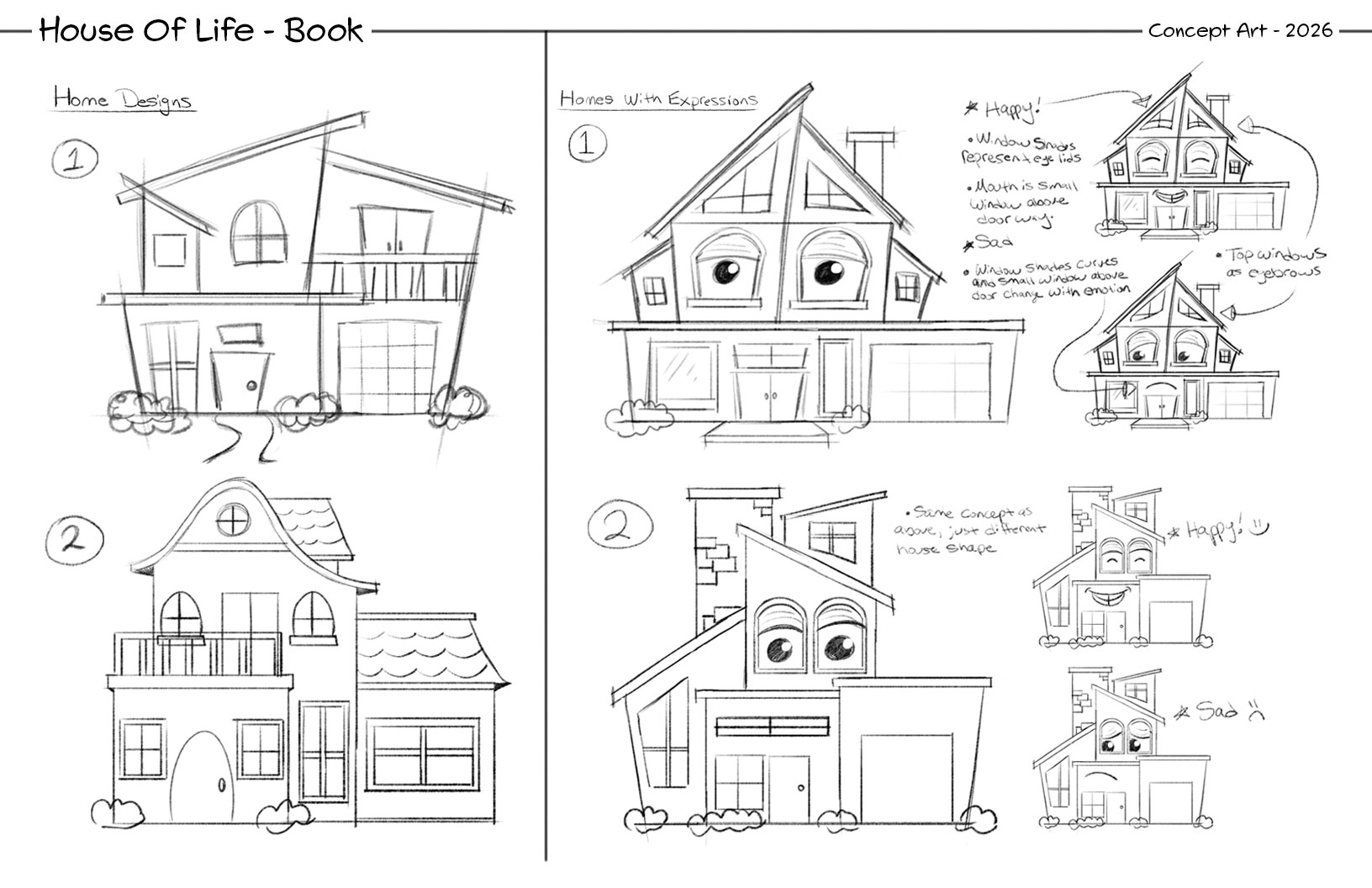 House of Life concept art sketches by the illustrator.